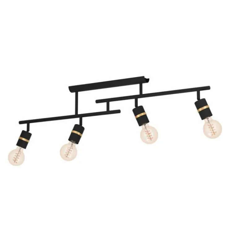 Luminaires Eglo Spots Et Projecteurs|Plafonnier Eglo LURONE Laiton, Noir, 4 lumières