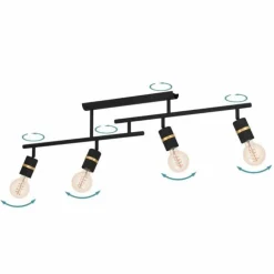 Luminaires Eglo Spots Et Projecteurs|Plafonnier Eglo LURONE Laiton, Noir, 4 lumières