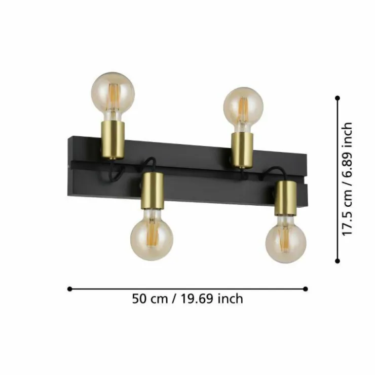 Luminaires Eglo Plafonniers|Plafonnier Eglo MACCHIONE Laiton, Noir, 4 lumières