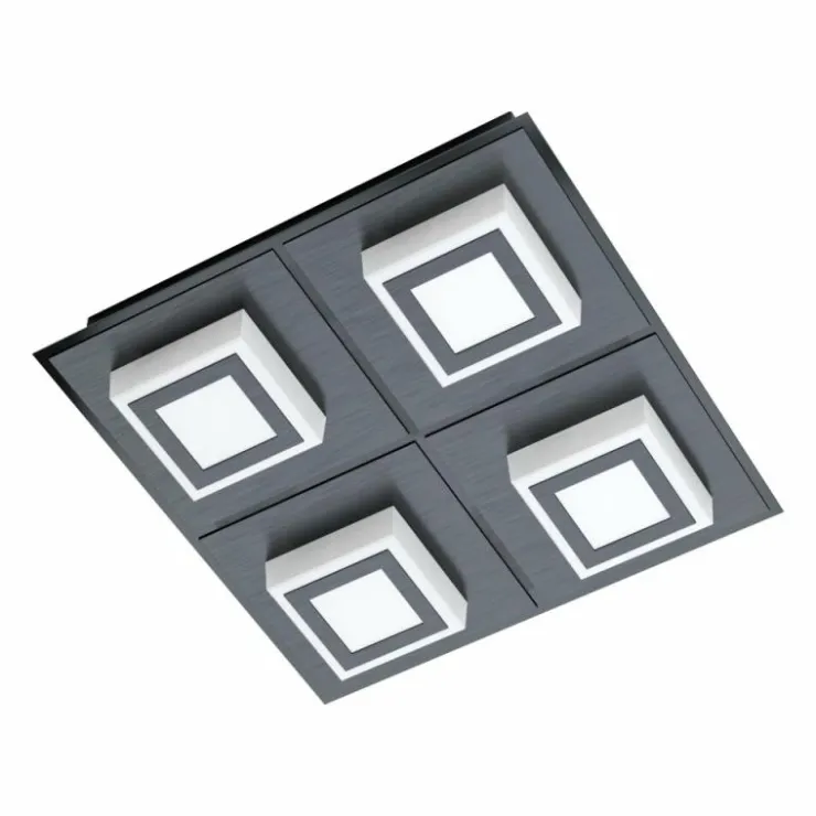 Luminaires Eglo Éclairage Led|Plafonnier Eglo MASIANO LED Noir, 4 lumières