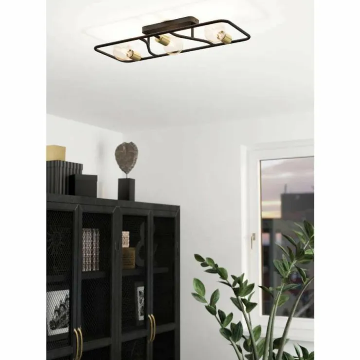 Luminaires Eglo Plafonniers|Plafonnier Eglo MESSINARO Laiton, Noir, 3 lumières
