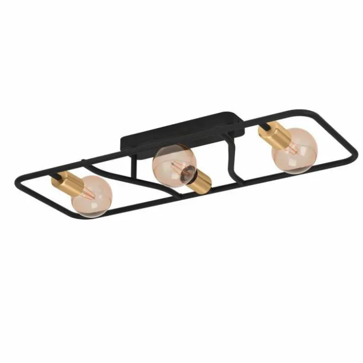Luminaires Eglo Plafonniers|Plafonnier Eglo MESSINARO Laiton, Noir, 3 lumières