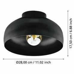 Luminaires Eglo Plafonniers|Plafonnier Eglo MOGANO Noir, 1 lumière