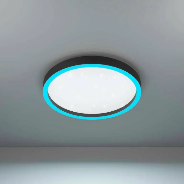 Plafonnier Eglo MONTEMORELOS-Z LED Noir, 1 lumière, Changeur de couleurs