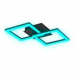 Luminaires Eglo Éclairage Led|Plafonnier Eglo RGBIC LED Noir, 2 lumières, Télécommandes, Changeur de couleurs