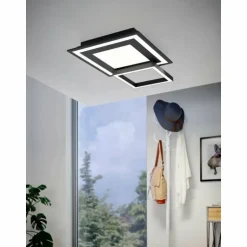 Plafonnier Eglo SAVATARILA-Z LED Noir, 8 lumières, Changeur de couleurs