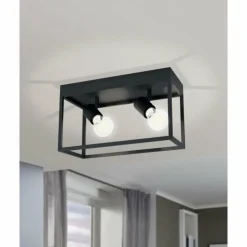 Luminaires Eglo Plafonniers|Plafonnier EGLO SILENTINA Noir, 2 lumières
