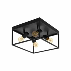 Luminaires Eglo Plafonniers|Plafonnier EGLO SILENTINA Noir, 4 lumières