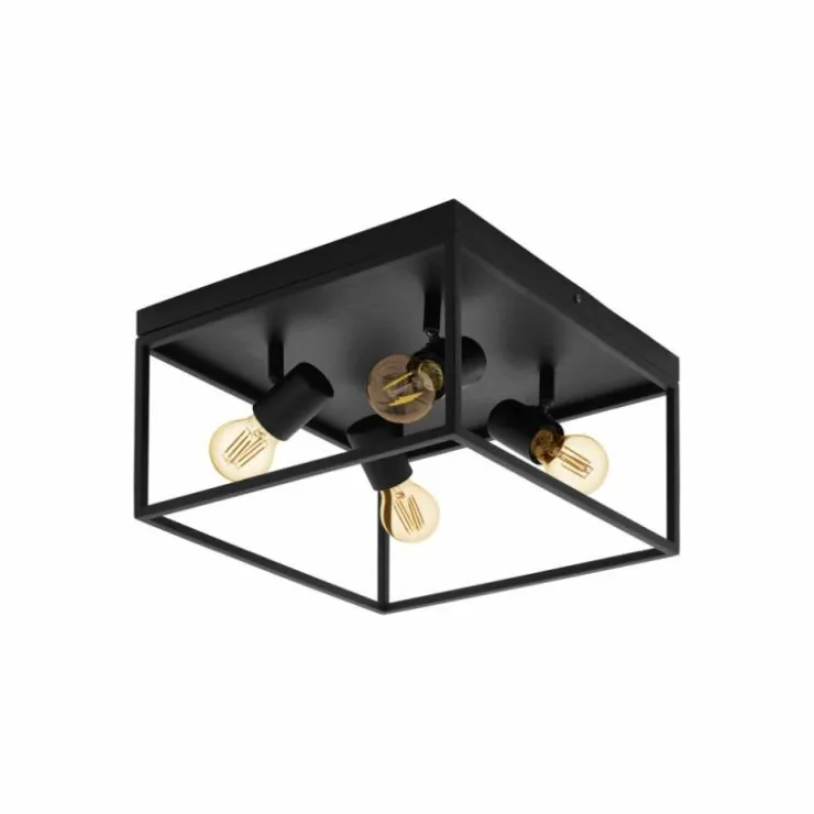 Luminaires Eglo Plafonniers|Plafonnier EGLO SILENTINA Noir, 4 lumières