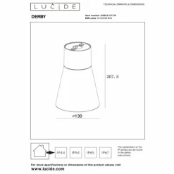plafonnier extérieur Lucide DERBY LED Noir, 1 lumière