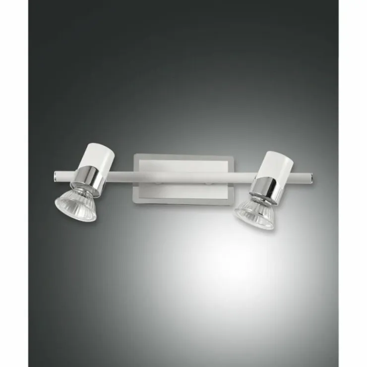 Luminaires Fabas Luce Plafonniers|Plafonnier Fabas Luce Alice Chrome, Blanc, 2 lumières