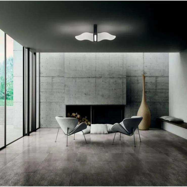 Luminaires Fabas Luce Éclairage Led|Plafonnier Fabas Luce Fenice LED Noir, 1 lumière