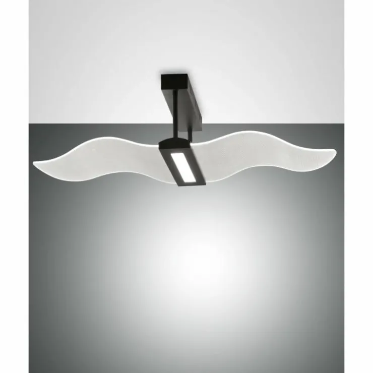 Luminaires Fabas Luce Éclairage Led|Plafonnier Fabas Luce Fenice LED Noir, 1 lumière