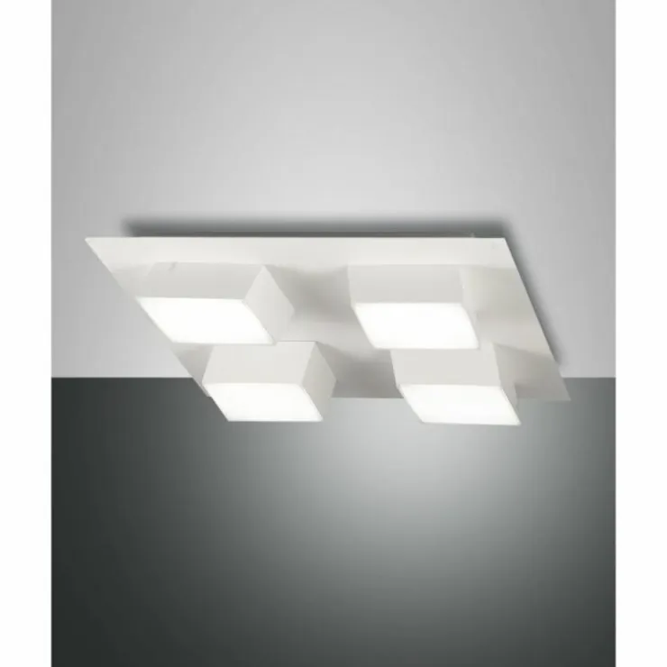 Luminaires Fabas Luce Éclairage Led|Plafonnier Fabas Luce Lucas LED Blanc, 4 lumières