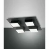 Luminaires Fabas Luce Éclairage Led|Plafonnier Fabas Luce Lucas LED Anthracite, 4 lumières