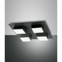 Luminaires Fabas Luce Éclairage Led|Plafonnier Fabas Luce Lucas LED Anthracite, 4 lumières