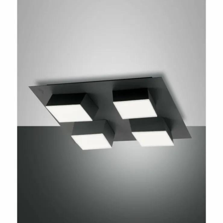 Luminaires Fabas Luce Éclairage Led|Plafonnier Fabas Luce Lucas LED Anthracite, 4 lumières