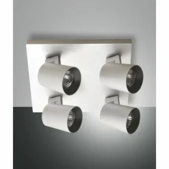 Luminaires Fabas Luce Plafonniers|Plafonnier Fabas Luce Modo Aluminium, 4 lumières