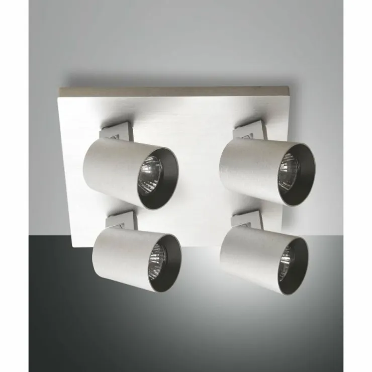 Luminaires Fabas Luce Plafonniers|Plafonnier Fabas Luce Modo Aluminium, 4 lumières