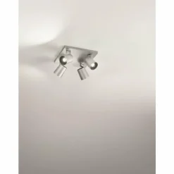 Luminaires Fabas Luce Plafonniers|Plafonnier Fabas Luce Modo Aluminium, 4 lumières
