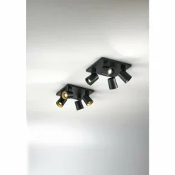 Luminaires Fabas Luce Spots Et Projecteurs|Plafonnier Fabas Luce Modo Noir, 4 lumières
