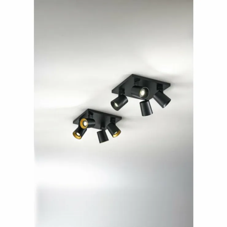 Luminaires Fabas Luce Spots Et Projecteurs|Plafonnier Fabas Luce Modo Noir, 4 lumières