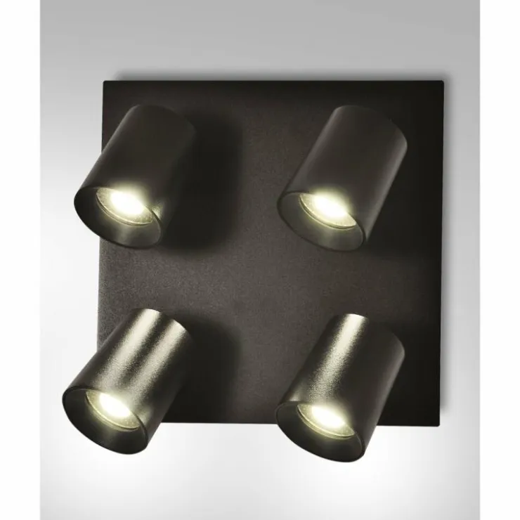Luminaires Fabas Luce Spots Et Projecteurs|Plafonnier Fabas Luce Modo Noir, 4 lumières
