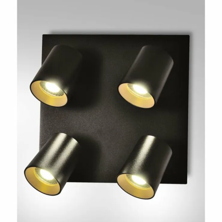 Luminaires Fabas Luce Spots Et Projecteurs|Plafonnier Fabas Luce Modo Noir, 4 lumières