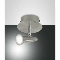 Luminaires Fabas Luce Éclairage Led|Plafonnier Fabas Luce Niko LED Nickel mat, 1 lumière