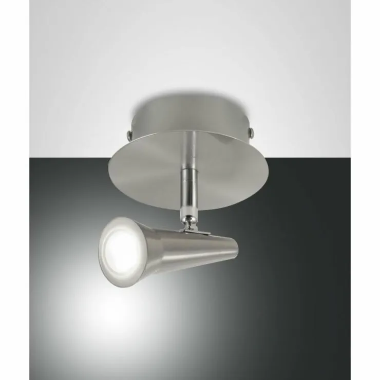 Luminaires Fabas Luce Éclairage Led|Plafonnier Fabas Luce Niko LED Nickel mat, 1 lumière