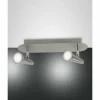Luminaires Fabas Luce Spots Et Projecteurs|Plafonnier Fabas Luce Niko LED Nickel mat, 2 lumières