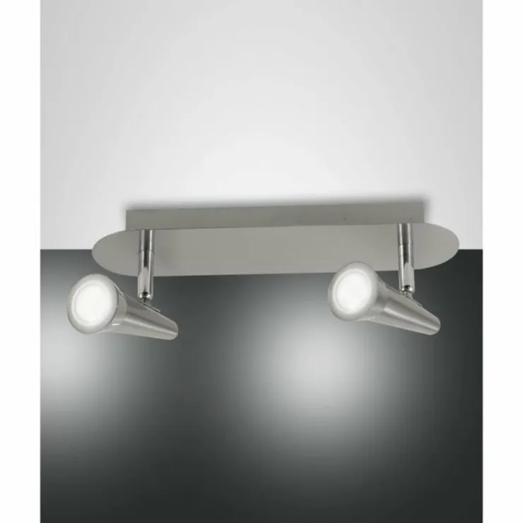Luminaires Fabas Luce Spots Et Projecteurs|Plafonnier Fabas Luce Niko LED Nickel mat, 2 lumières