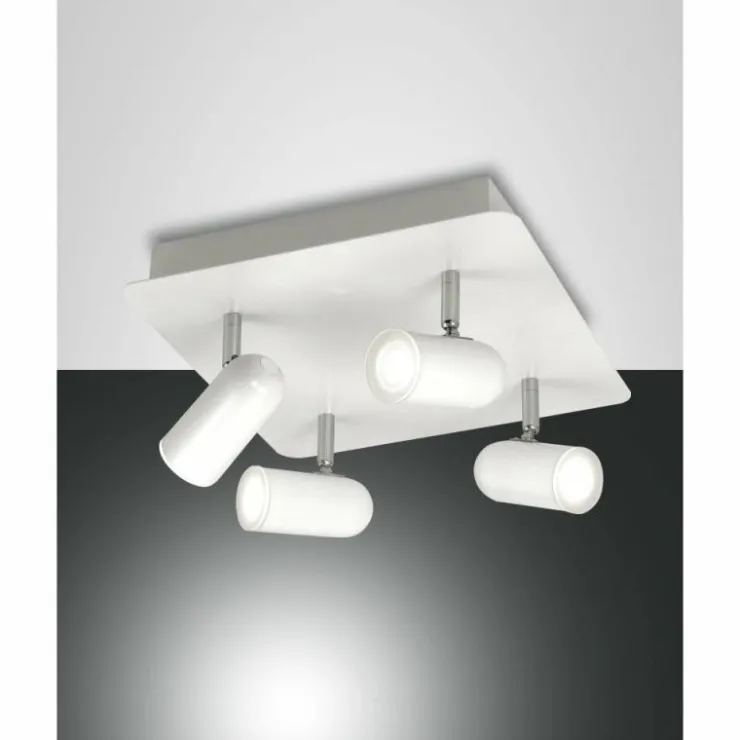 Luminaires Fabas Luce Spots Et Projecteurs|Plafonnier Fabas Luce Spotty LED Blanc, 4 lumières