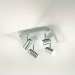 Luminaires Fabas Luce Éclairage Led|Plafonnier Fabas Luce Spotty LED Nickel mat, 4 lumières