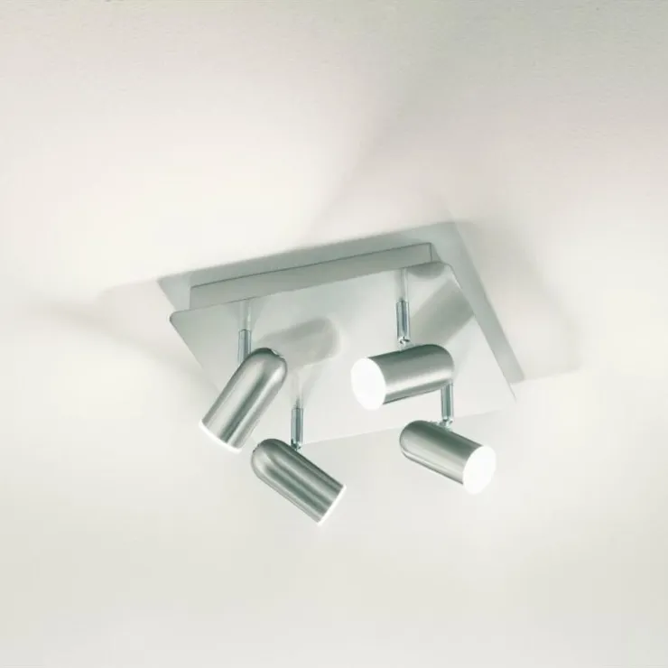 Luminaires Fabas Luce Éclairage Led|Plafonnier Fabas Luce Spotty LED Nickel mat, 4 lumières