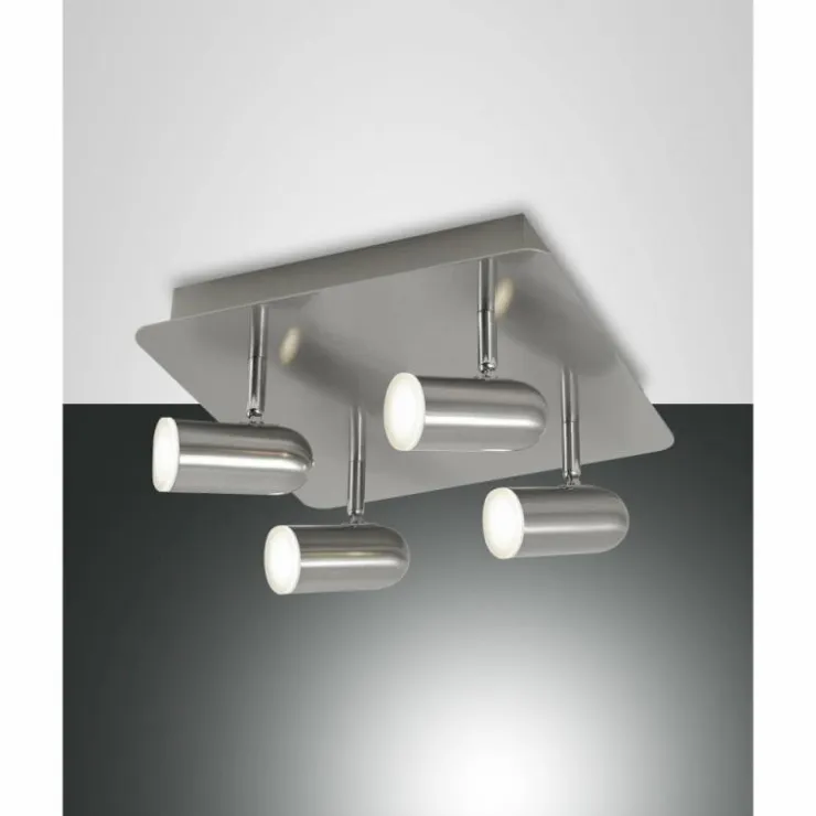 Luminaires Fabas Luce Éclairage Led|Plafonnier Fabas Luce Spotty LED Nickel mat, 4 lumières