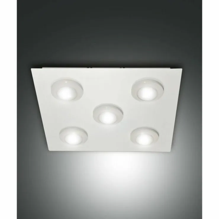 Luminaires Fabas Luce Éclairage Led|Plafonnier Fabas Luce Swan LED Blanc, 5 lumières
