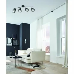 Luminaires Fischer & Honsel Plafonniers|Plafonnier Fischer & Honsel Tilda Noir, 4 lumières