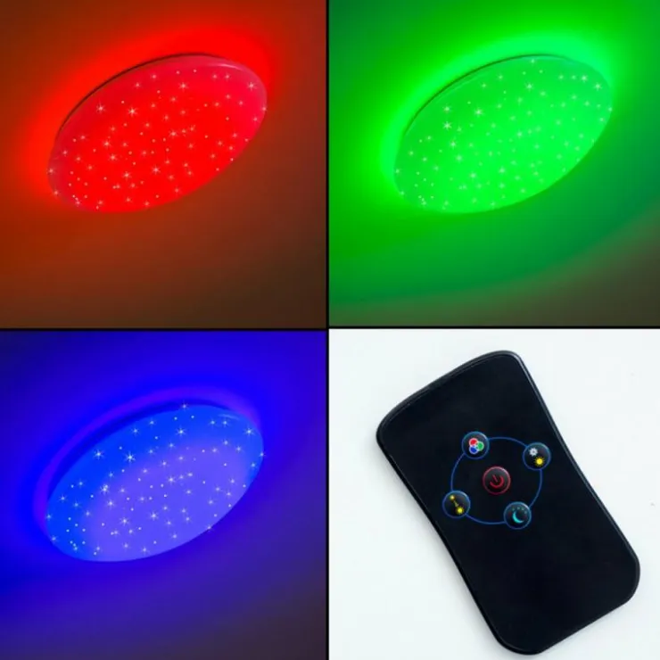 hofstein Éclairage Led|Plafonnier FOXES LED Blanc, 1 lumière, Télécommandes, Changeur de couleurs