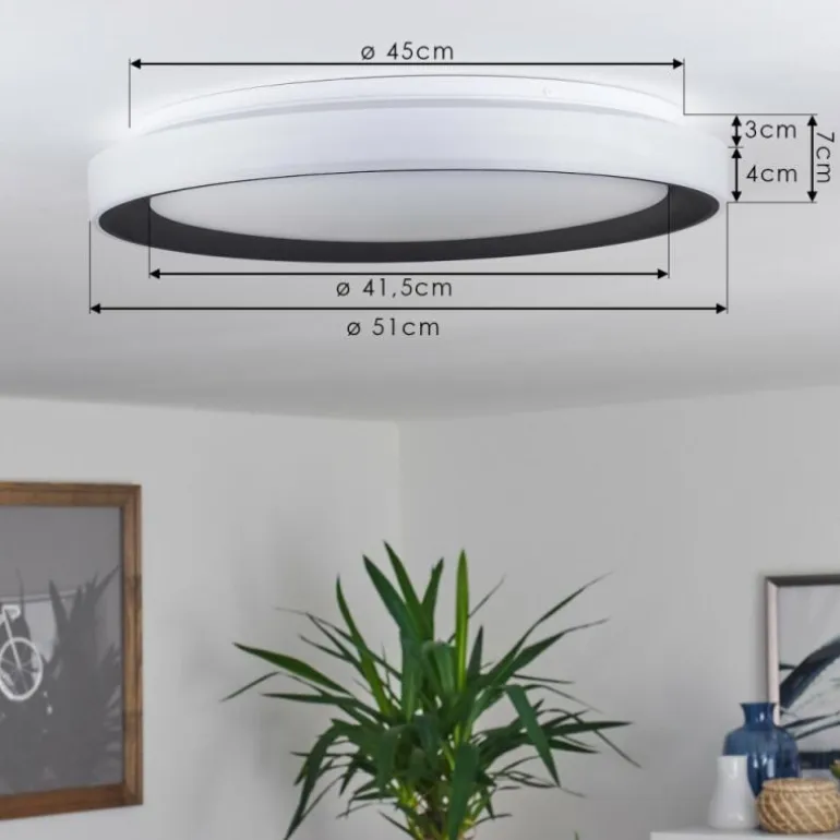 Plafonnier Gladstone LED Noir, Blanc, 1 lumière, Télécommandes