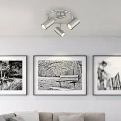 Luminaires Globo Lighting Spots Et Projecteurs|Plafonnier Globo ALLVI Nickel mat, 3 lumières