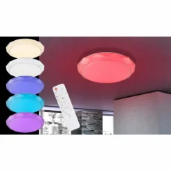 Luminaires Globo Lighting Éclairage Led|Plafonnier Globo Andi LED Blanc, 2 lumières, Télécommandes, Changeur de couleurs