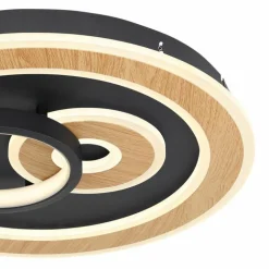Plafonnier Globo CHESSY LED Couleur bois, Noir, Blanc, 1 lumière, Télécommandes