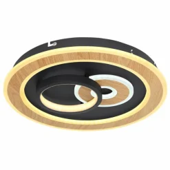 Plafonnier Globo CHESSY LED Couleur bois, Noir, Blanc, 1 lumière, Télécommandes