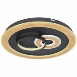 Plafonnier Globo CHESSY LED Couleur bois, Noir, Blanc, 1 lumière, Télécommandes