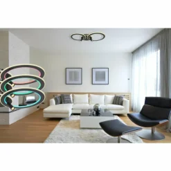 Luminaires Globo Lighting Éclairage Led|Plafonnier Globo MARIAN LED Noir, 1 lumière, Télécommandes, Changeur de couleurs