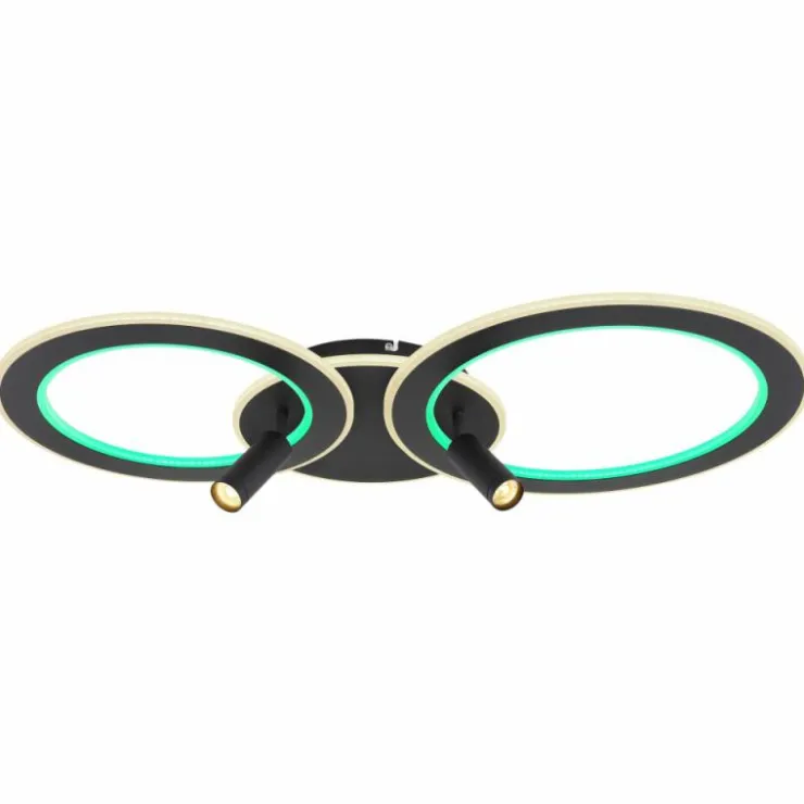 Luminaires Globo Lighting Éclairage Led|Plafonnier Globo MARIAN LED Noir, 1 lumière, Télécommandes, Changeur de couleurs