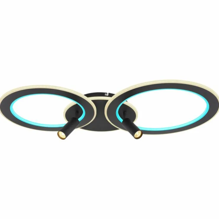 Luminaires Globo Lighting Éclairage Led|Plafonnier Globo MARIAN LED Noir, 1 lumière, Télécommandes, Changeur de couleurs
