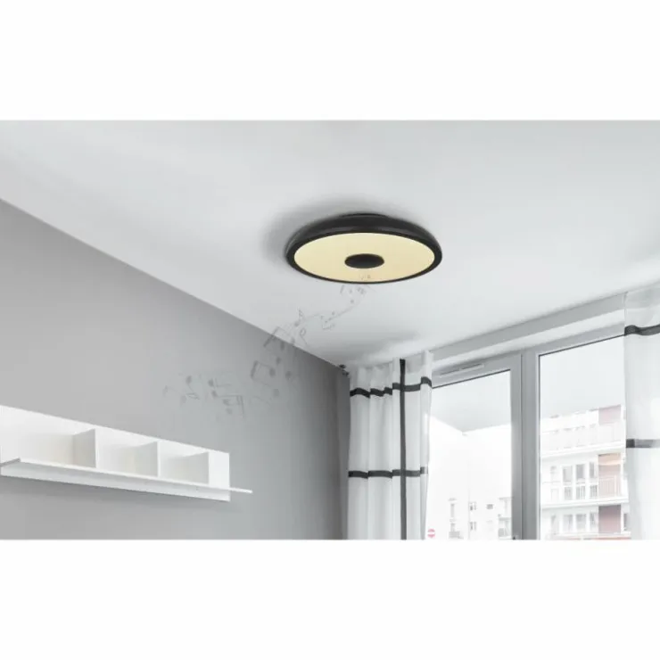 Luminaires Globo Lighting Éclairage Led|Plafonnier Globo RAFFY LED Noir, Blanc, 1 lumière, Télécommandes, Changeur de couleurs