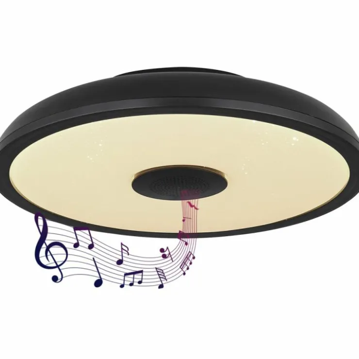 Luminaires Globo Lighting Éclairage Led|Plafonnier Globo RAFFY LED Noir, Blanc, 1 lumière, Télécommandes, Changeur de couleurs